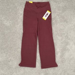 BNWT Jockey Maroon Cropped Slit Flare Yoga Pants with Pockets Size Small